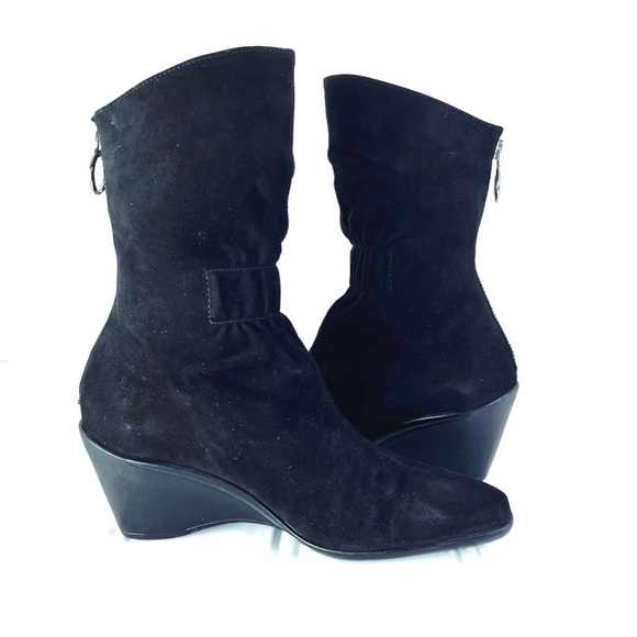 AQUATALIA BLACK LEATHER BOOTS ANKLE WINTER BOOTS PLATFORM MADE IN  ITALY 7.5 - Picture 7 of 13